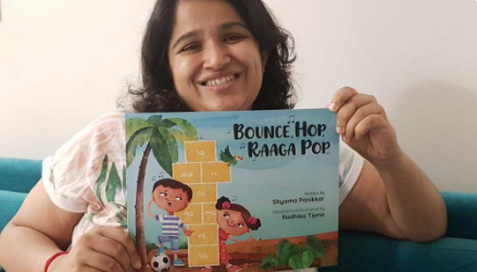 Author and storyteller Shyama Panikkar takes children on a hopscotch game of music.